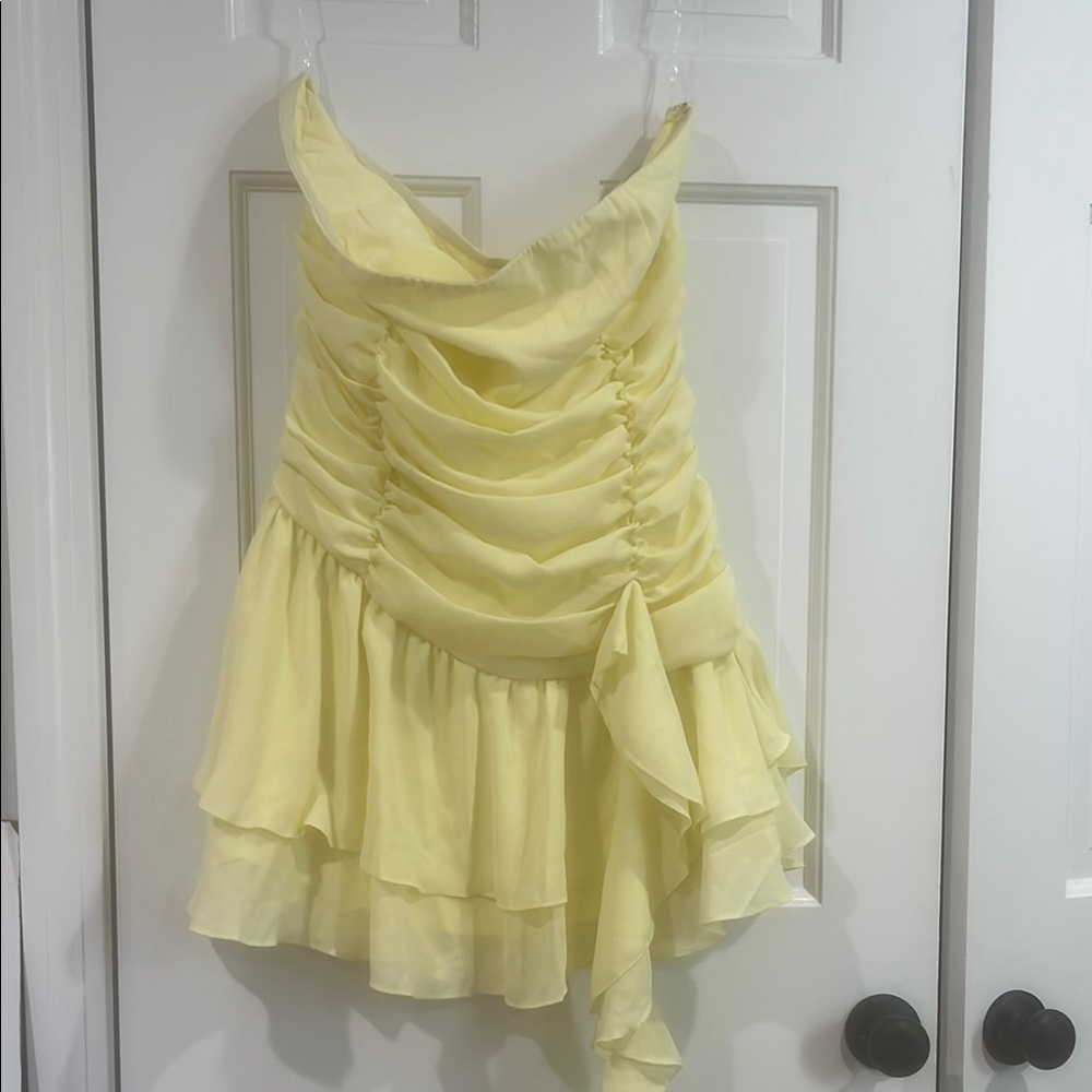 Peppermayo Strapless Yellow Dress